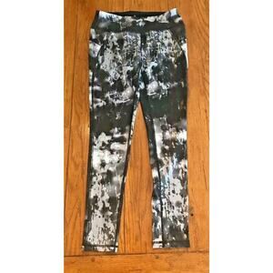 Small Apana Womens Athletic Yoga Cropped Stretch Pants Gray Black White